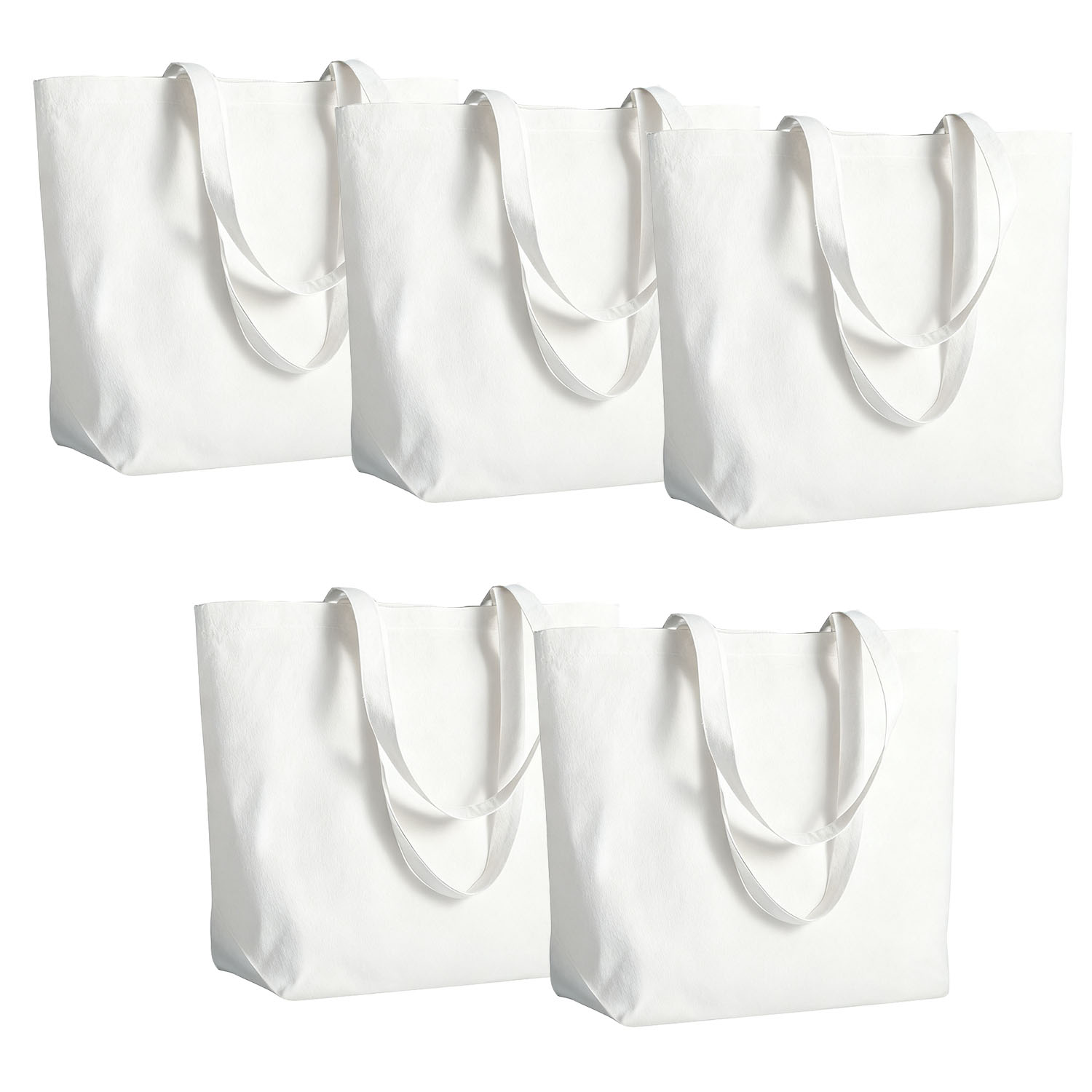 Tote Bag Sublimation - กระเป๋าผ้าแคนวาสสำหรับพิมพ์ลายแบบระเหิดความจุขนาดใหญ่ 5 ชิ้น – พับเก็บได้และทนทาน เหมาะสำหรับงานปาร์ตี้