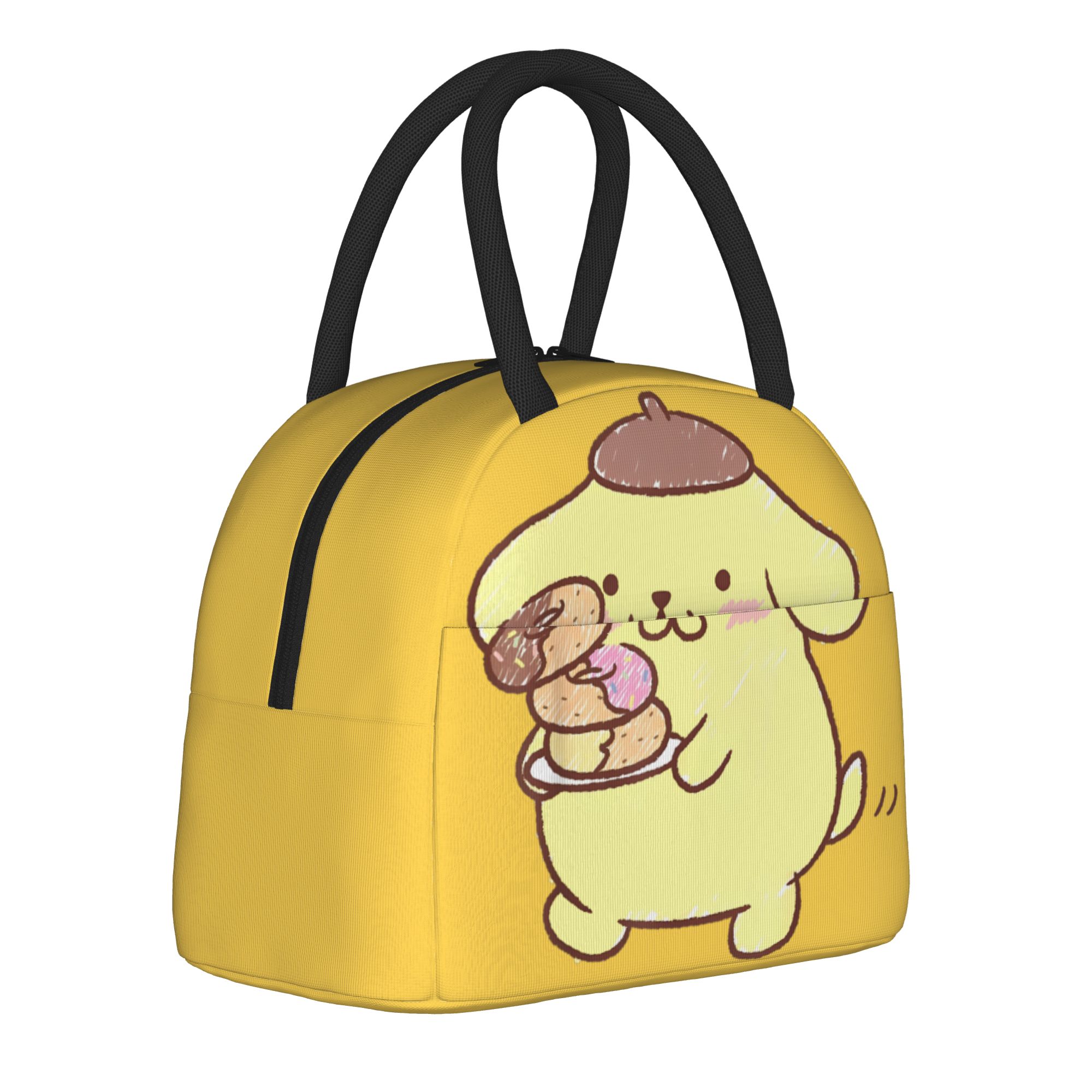Tote Bag Sublimation - กระเป๋าใส่อาหารปอมปอมปูริน โดนัทส์ กระเป๋าเก็บความร้อน ป้องกันการรั่วซึม ลายการ์ตูน กล่องใส่อาหาร