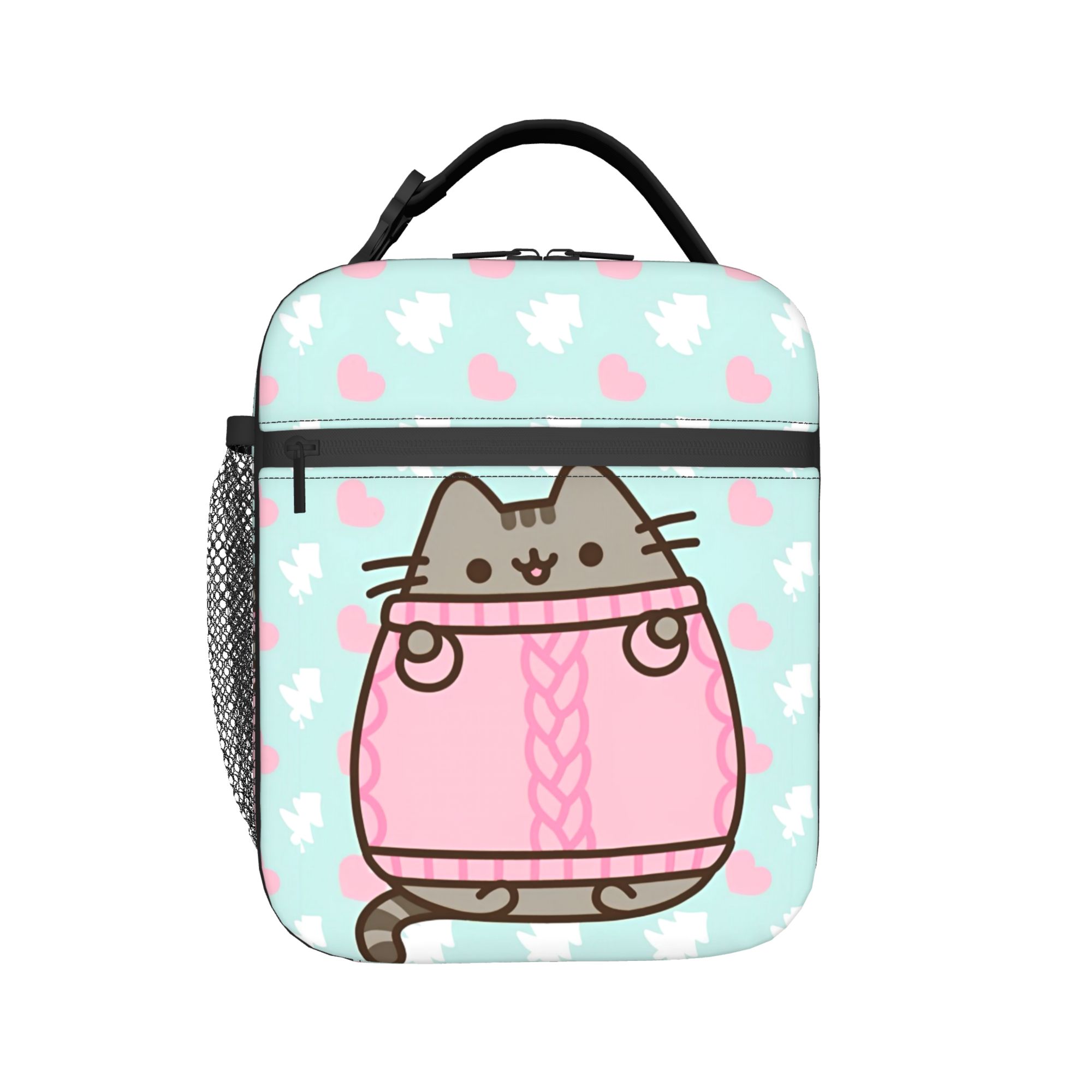 Tote Bag Sublimation - กระเป๋าใส่อาหารกลางวันลายแมวน่ารักแบบพกพา P-Pusheencats กล่องเก็บอาหารแบบเก็บความเย็น กระเป๋าใส่อาหารกลางวัน กระเป๋าปิคนิคสำหรับนักศึกษา กระเป๋าเก็บอาหาร