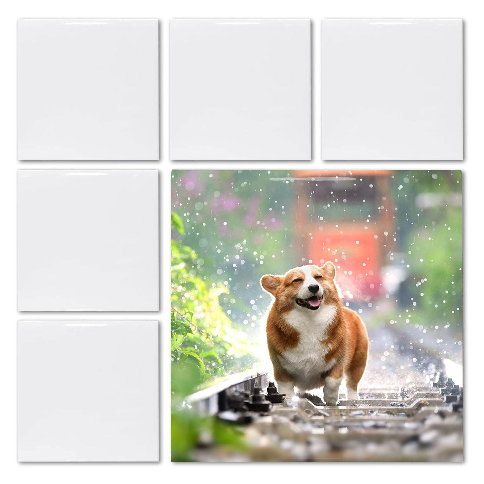 Ceramic Tile Blank - 20 ชิ้น กระเบื้องสี่เหลี่ยมสีขาวเงา ขนาด 4.25