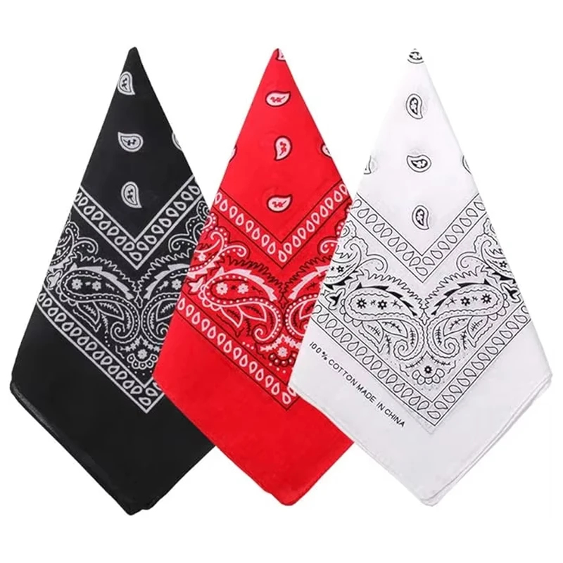 Bandana Blank White - ผ้าพันคอฮิปฮอป ลายคาวบอย ลายเพสลีย์ ผ้าพันคอขนาดใหญ่ ผ้าพันคอสี่เหลี่ยม สำหรับผู้ชายและผู้หญิง