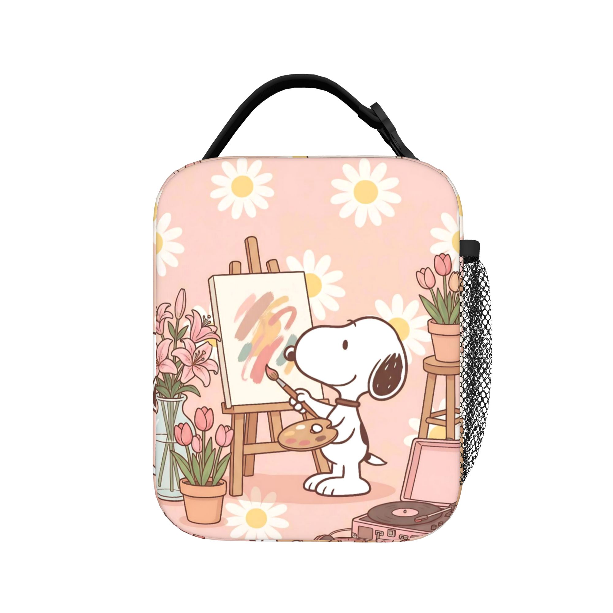 Tote Bag Sublimation - กระเป๋าใส่อาหารกลางวันแบบมีฉนวนลายสนูปปี้น่ารัก กระเป๋าเก็บความเย็นแบบพกพา กล่องใส่อาหาร กระเป๋าใส่อาหารกลางวันสำหรับโรงเรียน ปิกนิก ถุงเก็บอาหาร